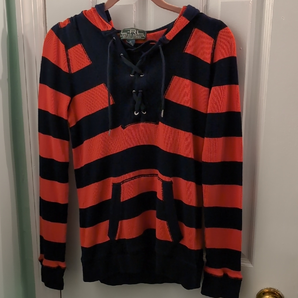 Ralph Lauren Bold Navy and Orange Striped Sweater